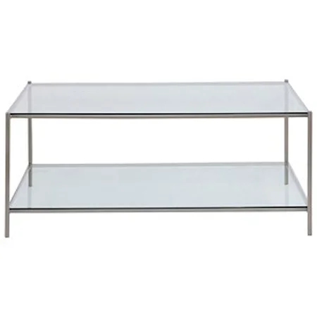 Metal Cocktail Table with Tempered Glass